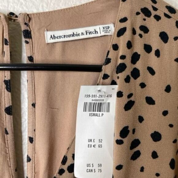 Abercrombie & Fitch XS PETITE Romper Tan Leopard Animal Print Bell Half Sleeve - Picture 4 of 15